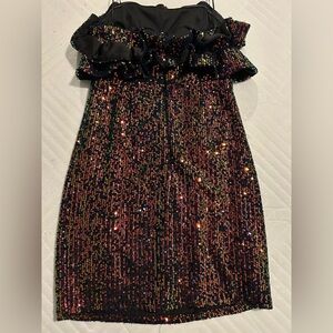 Sparkling Black Sequin strapless Dress